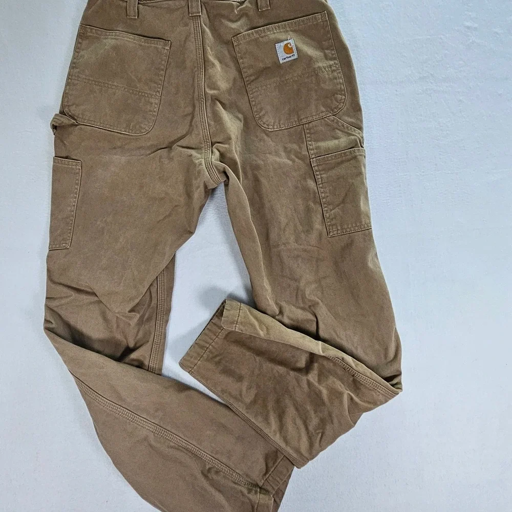 Carhartt Mens 34x34 Flannel Lined Relaxed‎ Fit Work Pants Tan Brown 100070-283